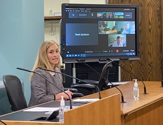 Audrey providing testimony 