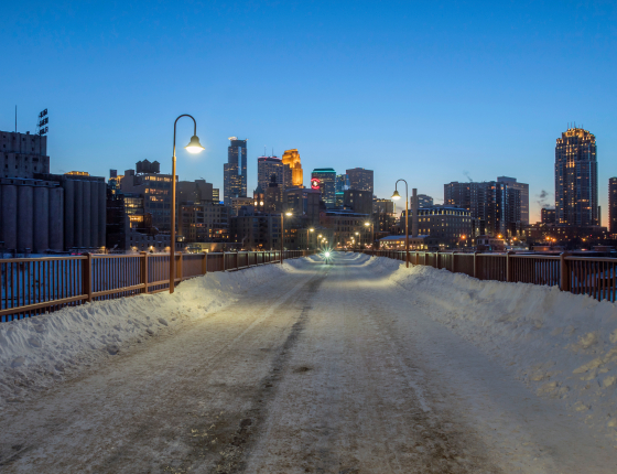 Minneapolis cityscape during winter