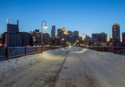 Minneapolis cityscape during winter