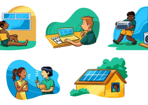 cartoon graphic of energy efficiency