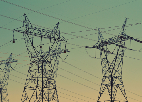 powerlines with sunset