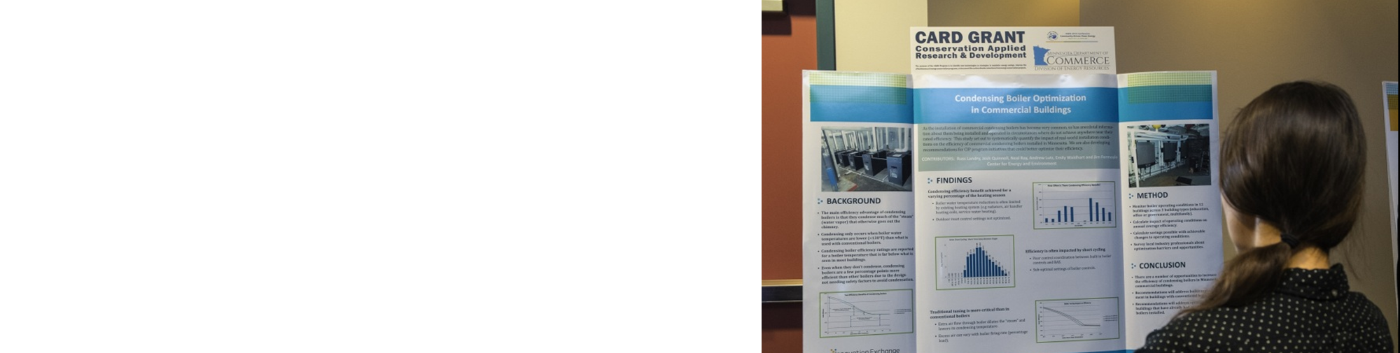 person looking at poster