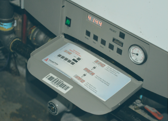 Condensing boiler close up