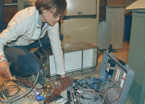 Women working with monitoring equipment