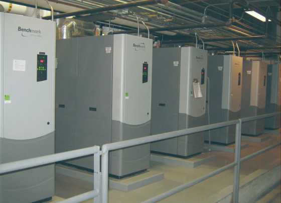 line up of commercial boilers