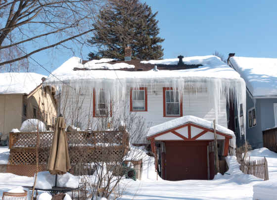 home in St. Paul with ice dams